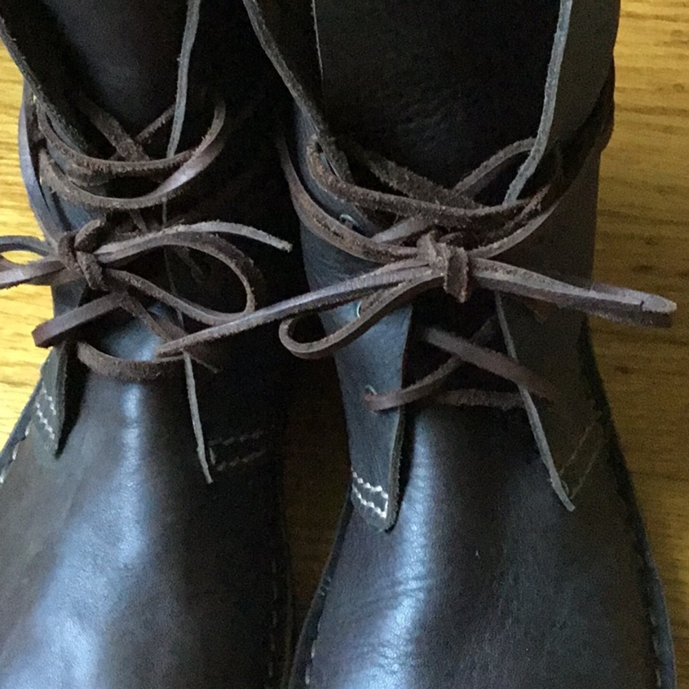 ITALIAN Leather Boho Hippie Minimalist Brown Booties - Picture 5 of 8
